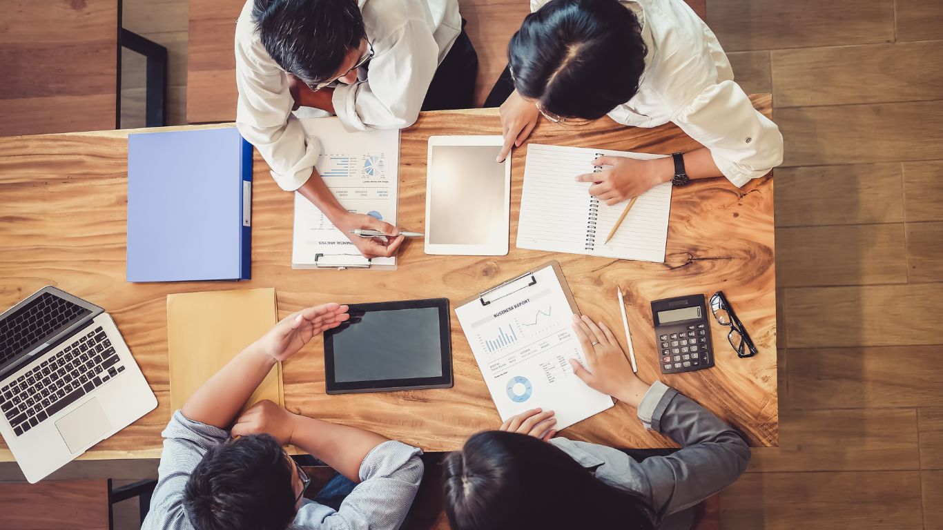 People having a business meeting.