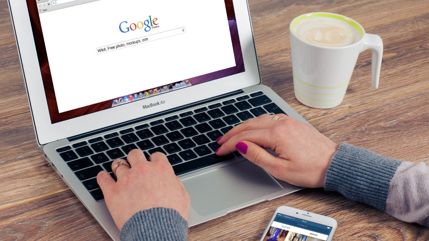 Google on laptop.