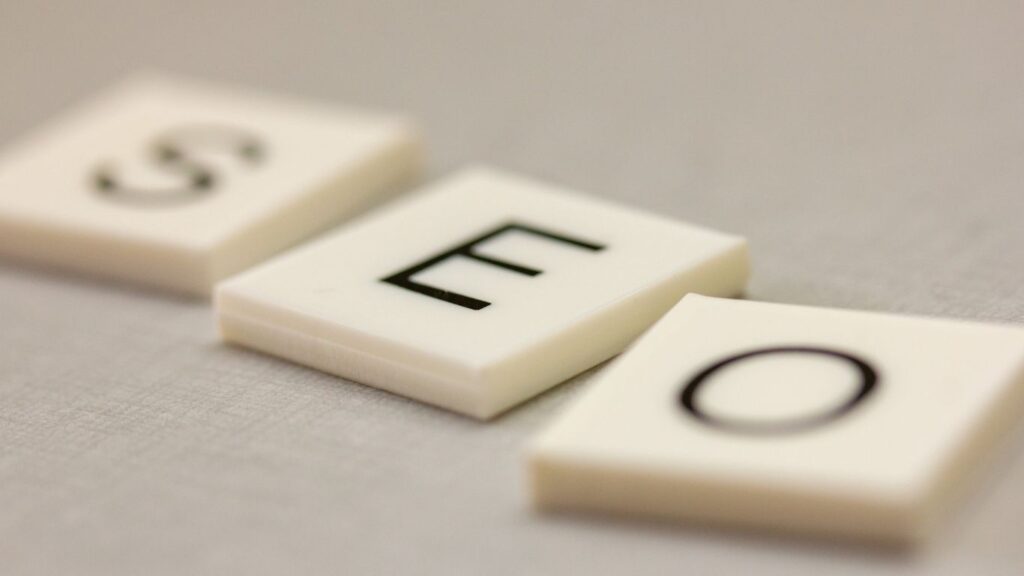 A SEO on a scrabble letters.