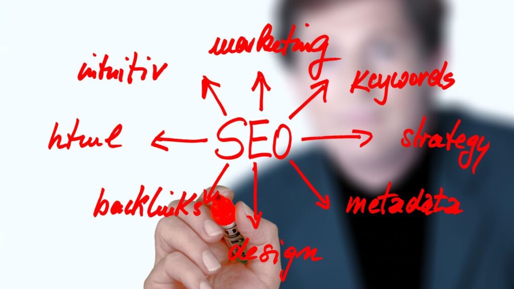 SEO Services on whiteboard.