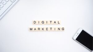 Digital Marketing on scrabble letters.