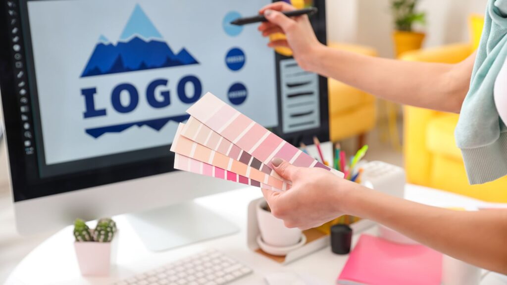 A graphic designer working.